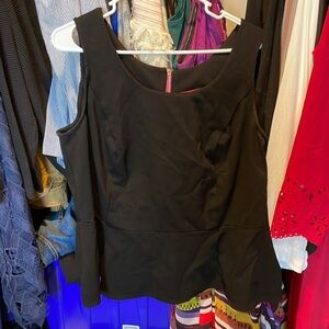 Lane Bryant sz 18 black peplum top with hot pink and gold zipper detail